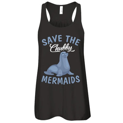 Save The Chubby Mermaids-T-Shirt & Tank Top-Women's Flowy Racerback Tank-Black