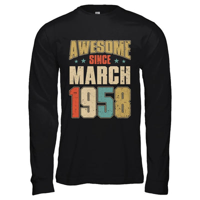 Vintage Retro Awesome Since March 1958 63th Birthday-T-Shirt & Hoodie-Long Sleeve T-Shirt-Black