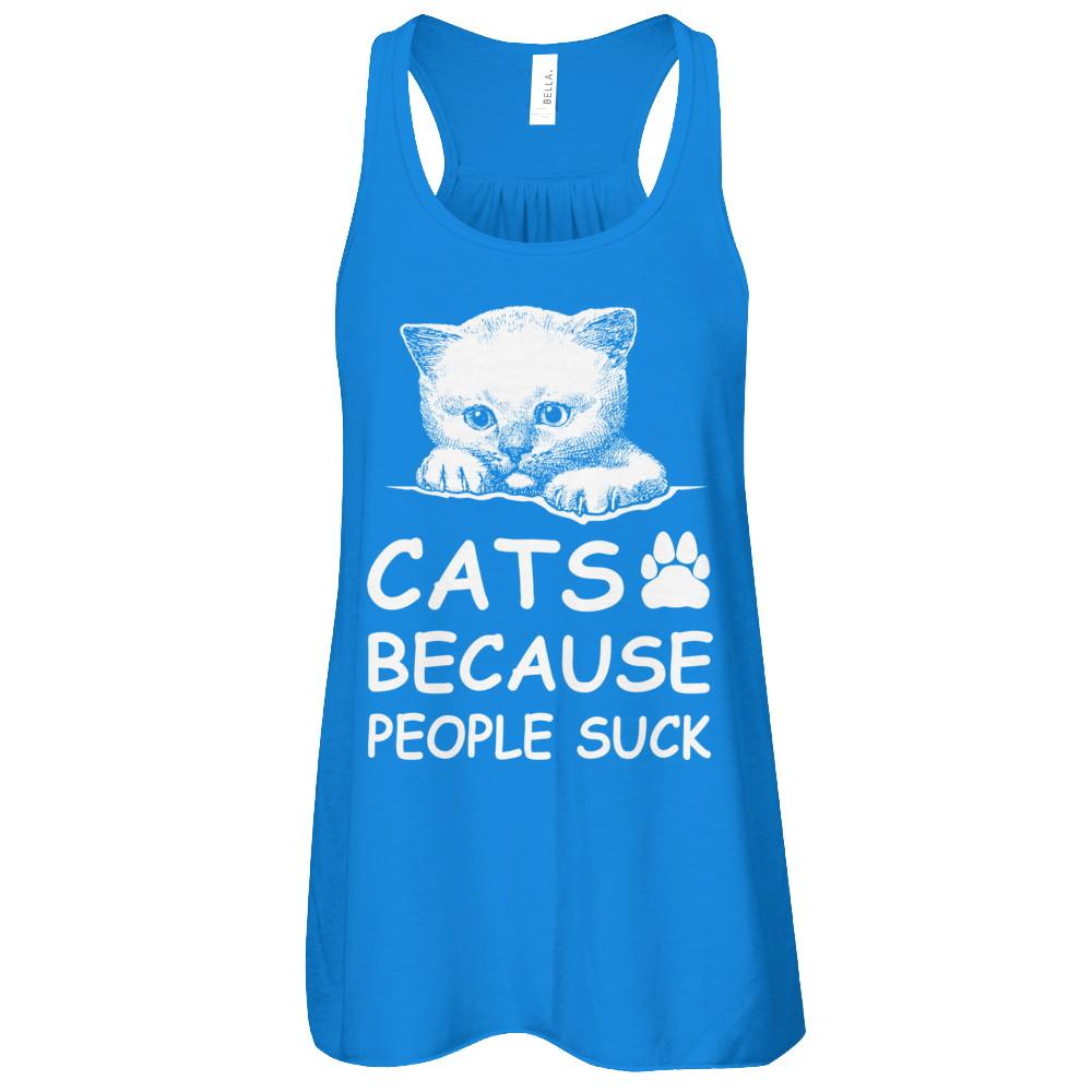 Cats Because People Suck-T-Shirt & Tank Top-Women's Flowy Racerback Tank-True Royal
