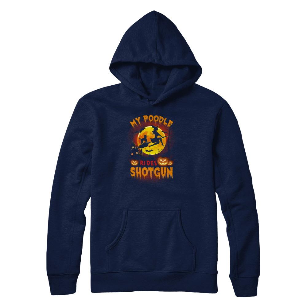 My Poodle Rides Shotgun Halloween Dog-T-Shirt & Tank Top-Pullover Hoodie-Navy