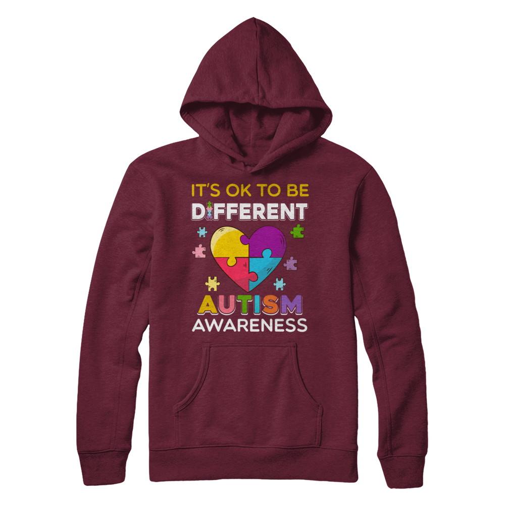 It's Ok To Be Different Autism Awareness Gift 2018-T-Shirt & Hoodie-Pullover Hoodie-Maroon