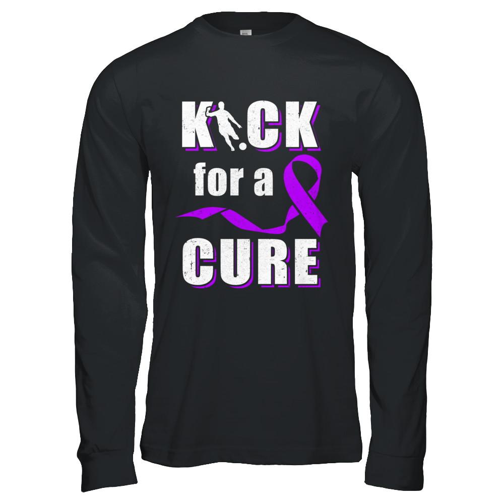 Kick For A Cure Soccer Alzheimers Pancreatic Lupus Awareness-T-Shirt & Hoodie-Long Sleeve T-Shirt-Black