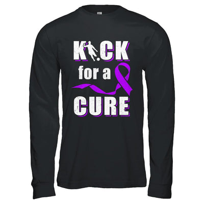 Kick For A Cure Soccer Alzheimers Pancreatic Lupus Awareness-T-Shirt & Hoodie-Long Sleeve T-Shirt-Black