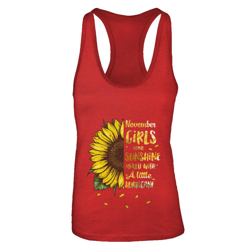 November Girls Are Sunshine Mixed With A Little Hurricane-T-Shirt & Tank Top-Women's Ideal Racerback Tank-Red