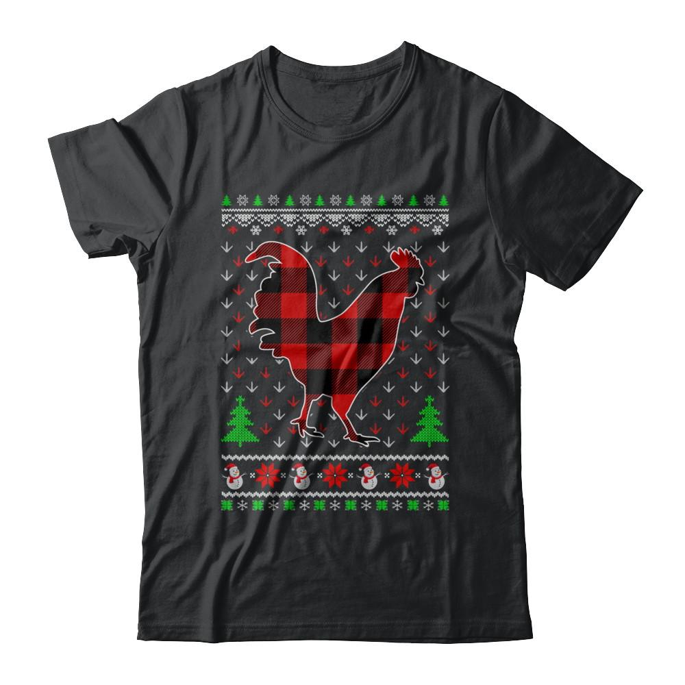 Funny Holiday Chicken Buffalo Plaid Ugly Christmas Sweater