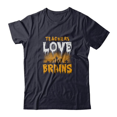 Teachers Love Brains Halloween-T-Shirt & Tank Top-Premium T-Shirt-Midnight Navy