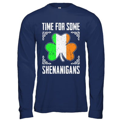 Time For Some Shenanigans St Patricks Day-T-Shirt & Hoodie-Long Sleeve T-Shirt-Navy