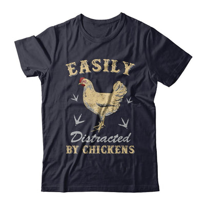 Easily Distracted By Chickens Farmers-T-Shirt & Hoodie-Premium T-Shirt-Midnight Navy