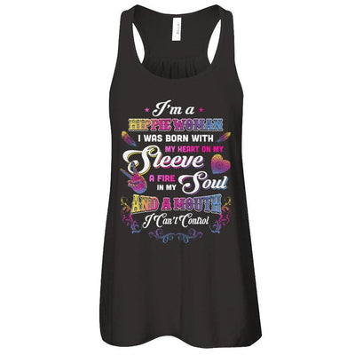 I'm A Hippie Woman I Was Born With My Heart-T-Shirt & Tank Top-Women's Flowy Racerback Tank-Black