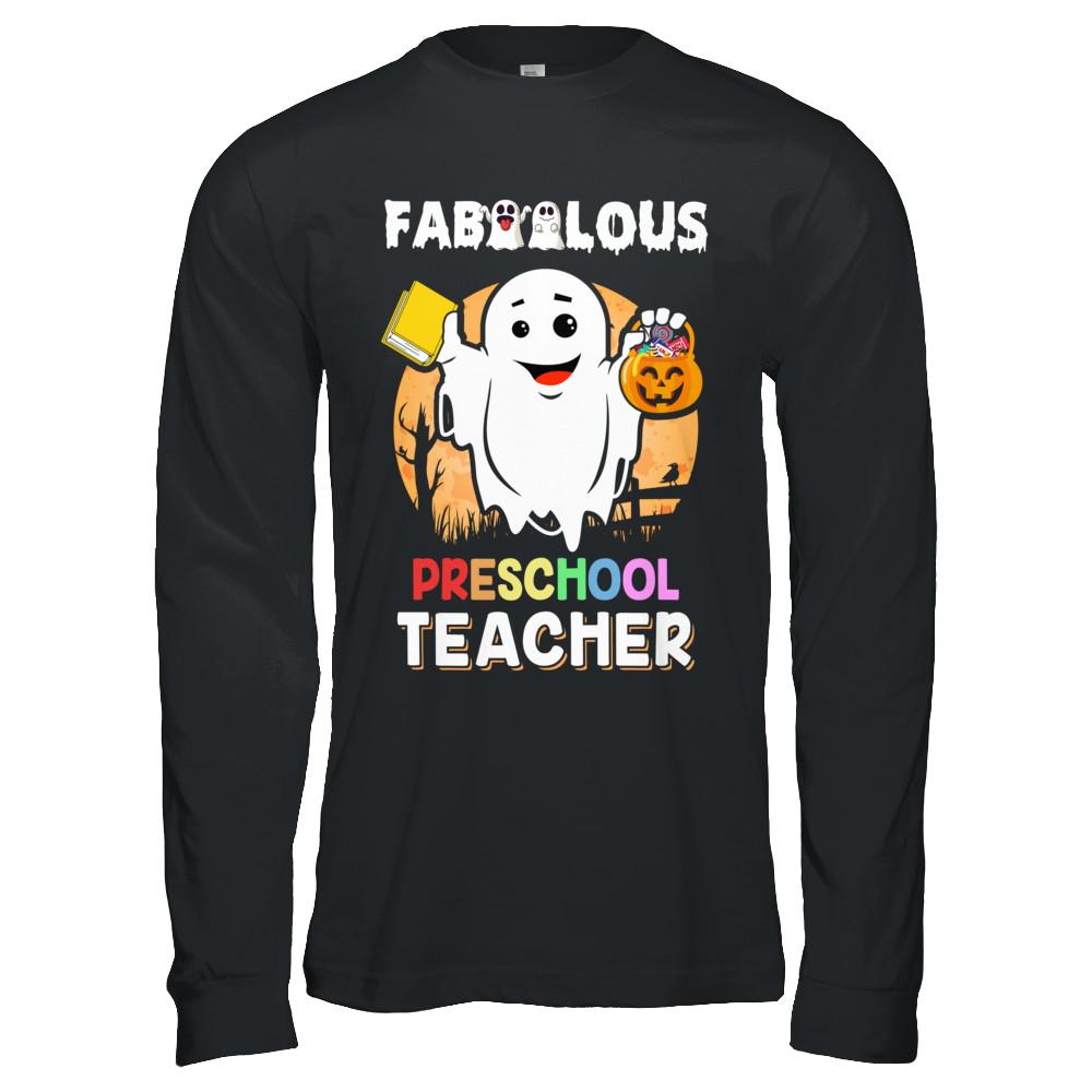 Faboolous Fabulous Preschool Teacher Halloween-T-Shirt & Hoodie-Long Sleeve T-Shirt-Black
