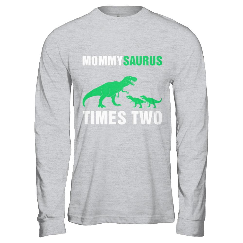 Mommysaurus Times Two Twins Mothers Day-T-Shirt & Hoodie-Long Sleeve T-Shirt-Sport Grey