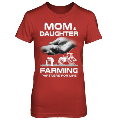 Farmer Mom And Daughter Farming Partners For Life Mothers Day-T-Shirt & Hoodie-Women's T-Shirt-Red