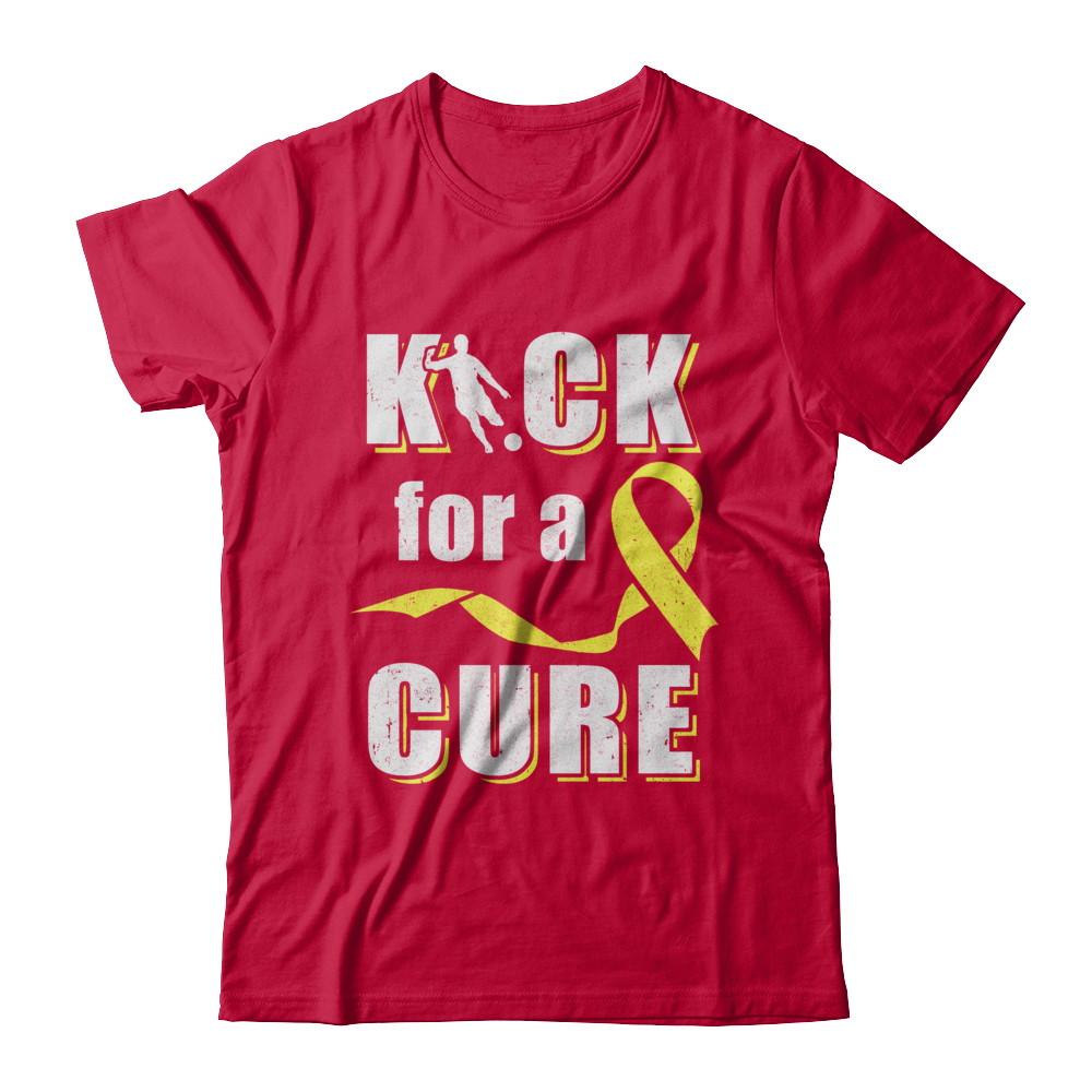 Kick For A Cure Soccer Yellow Childhood Cancer Awareness-T-Shirt & Hoodie-Classic T-Shirt-Red