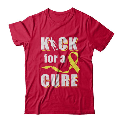 Kick For A Cure Soccer Yellow Childhood Cancer Awareness-T-Shirt & Hoodie-Classic T-Shirt-Red