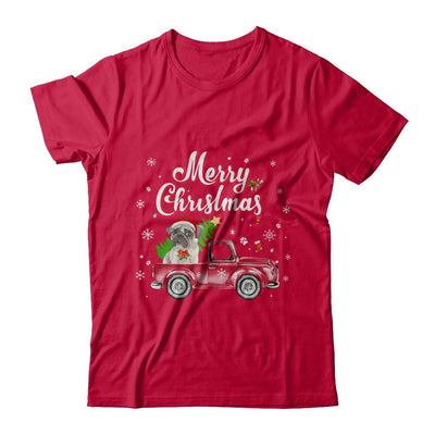Pug Retriever Rides Red Truck Christmas Pajama-T-Shirt & Sweatshirt-Classic T-Shirt-Red