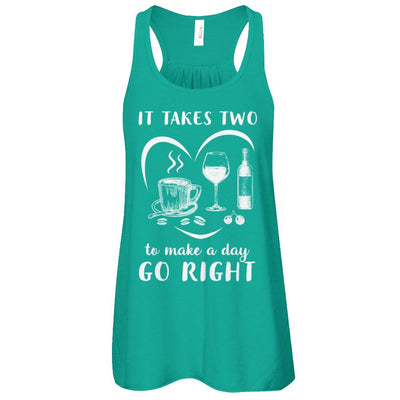 It Takes Two To Make A Day Go Right Coffee Wine Lover-T-Shirt & Tank Top-Women's Flowy Racerback Tank-Kelly
