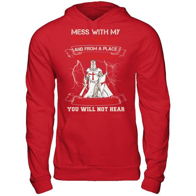 Knight Templar Mess With My Family And From A Place You Will Not See-T-Shirt & Hoodie-Pullover Hoodie-Red