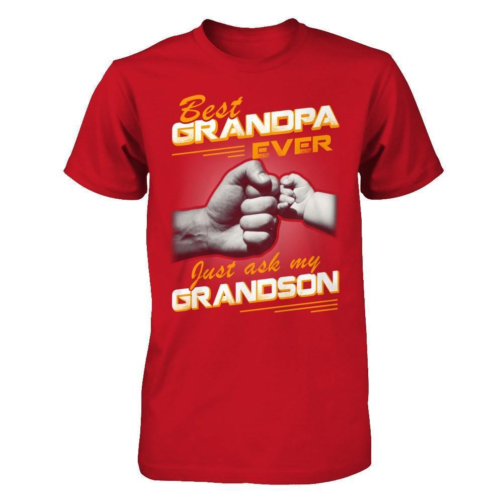 Best Grandpa Ever Just Ask My Grandson-T-Shirt & Hoodie-Classic T-Shirt-Red
