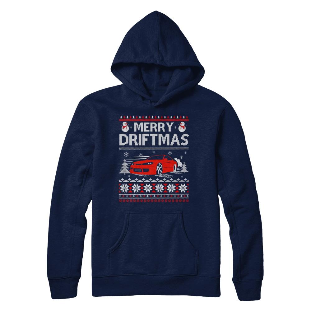 Merry Drifting Car Enthusiasts Sweater-T-Shirt & Sweatshirt-Pullover Hoodie-Navy
