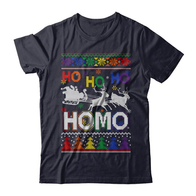Ho Ho Ho Homo Santa LGBT Gay Ugly Christmas Sweater-T-Shirt & Sweatshirt-Premium T-Shirt-Midnight Navy
