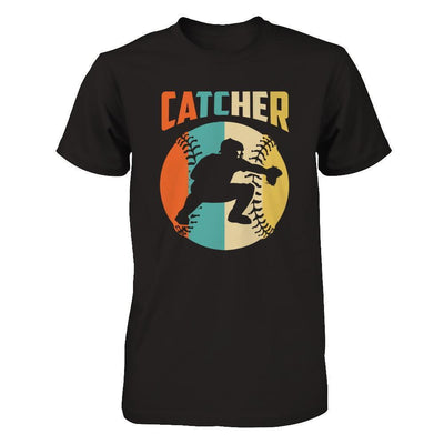 Classic Vintage Retro Style Catcher Baseball-T-Shirt & Hoodie-Premium T-Shirt-Black