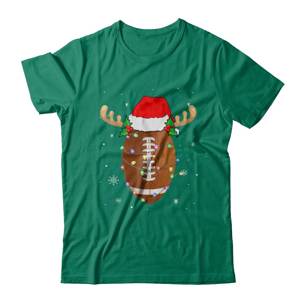 Santa Hat Football Reindeer Christmas Gifts-T-Shirt & Sweatshirt-Classic T-Shirt-Kelly Green