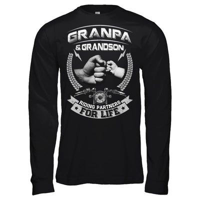 Motocross Grandpa And Grandson Riding Partners For Life-T-Shirt & Hoodie-Long Sleeve T-Shirt-Black