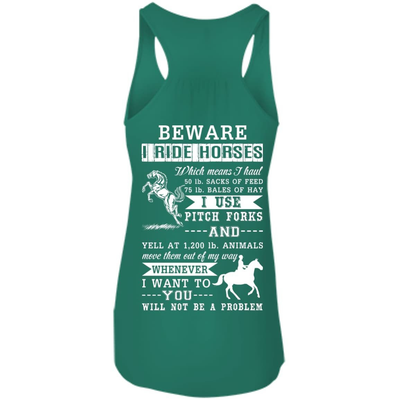BEWARE I RIDE HORSES-T-Shirt & Hoodie-Women's Flowy Racerback Tank-Kelly