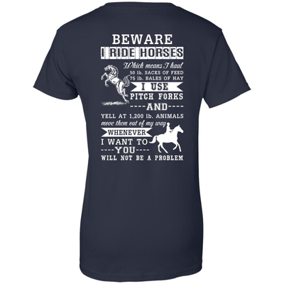 BEWARE I RIDE HORSES-T-Shirt & Hoodie-Women's T-Shirt-Navy