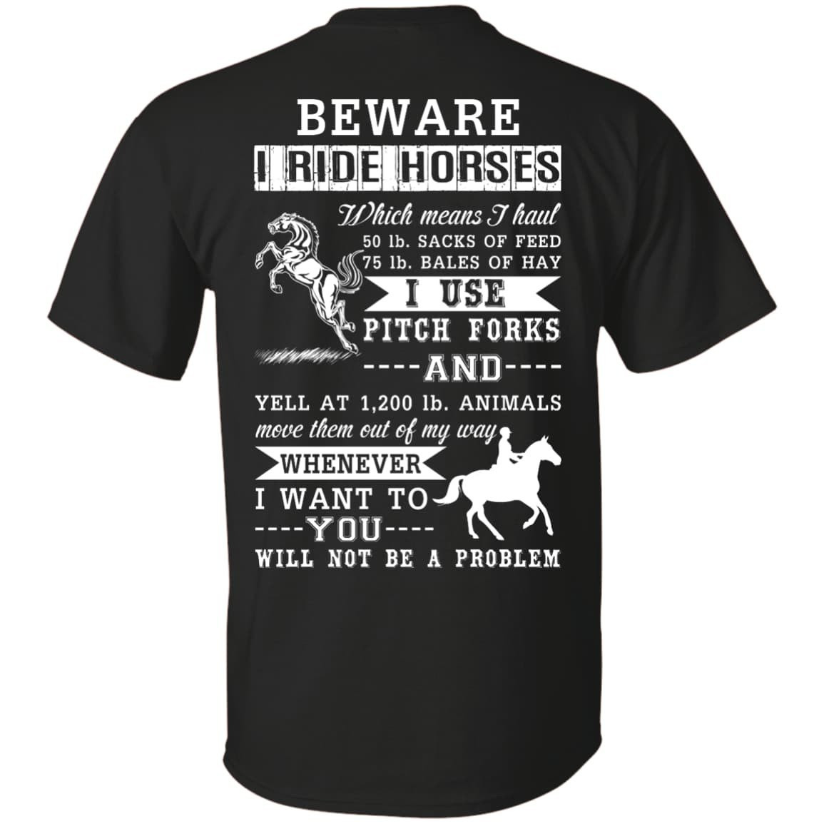 BEWARE I RIDE HORSES-T-Shirt & Hoodie-Classic T-Shirt-Black