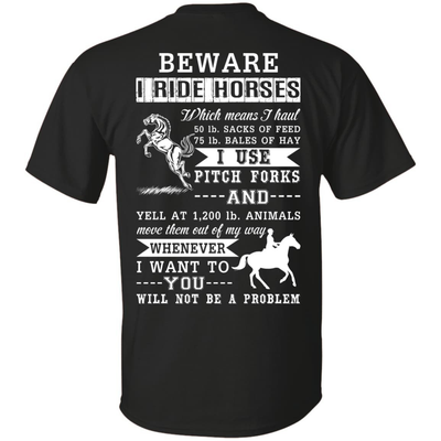 BEWARE I RIDE HORSES-T-Shirt & Hoodie-Classic T-Shirt-Black