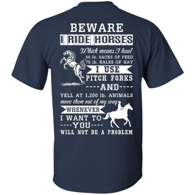 BEWARE I RIDE HORSES-T-Shirt & Hoodie-Classic T-Shirt-Navy