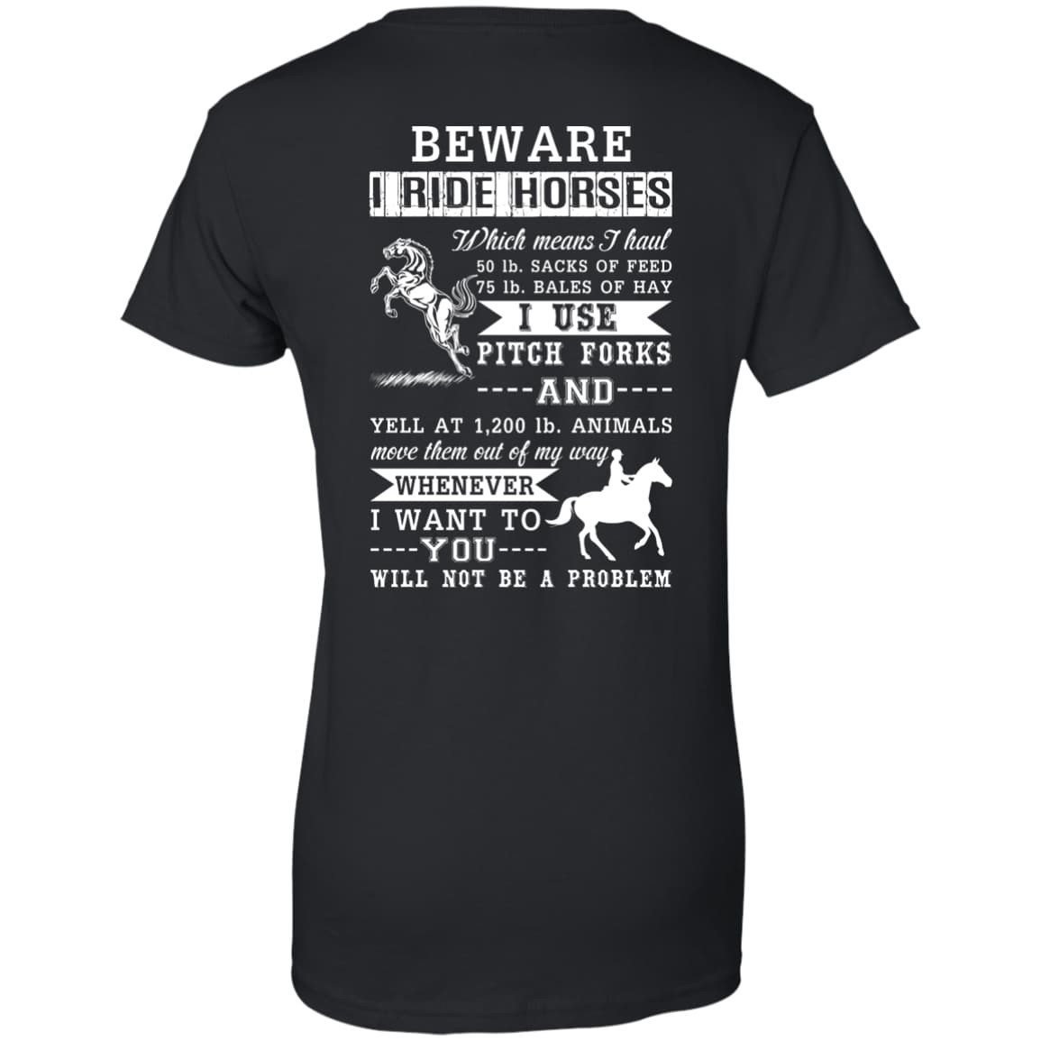 BEWARE I RIDE HORSES-T-Shirt & Hoodie-Women's T-Shirt-Black