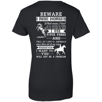 BEWARE I RIDE HORSES-T-Shirt & Hoodie-Women's T-Shirt-Black