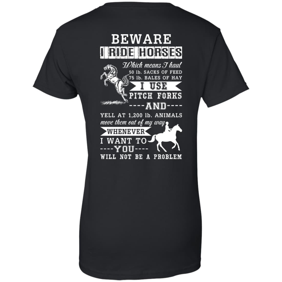 BEWARE I RIDE HORSES-T-Shirt & Hoodie-Women's T-Shirt-Black