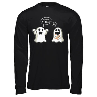 Funny Ghost Halloween Pizza Costume-T-Shirt & Hoodie-Long Sleeve T-Shirt-Black