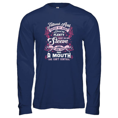 Tattooed Aunt Hated By Many Loved By Plenty Heart On Her Sleeve-T-Shirt & Tank Top-Long Sleeve T-Shirt-Navy