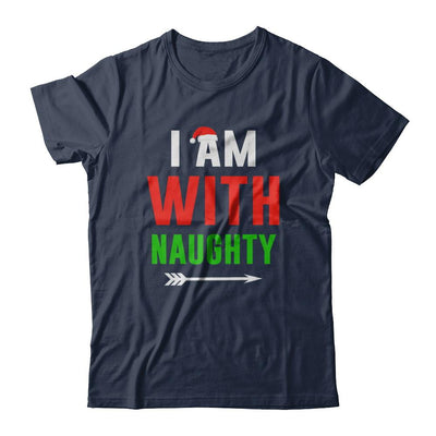 I'm With Naughty Matching Christmas Couples Pajamas-T-Shirt & Sweatshirt-Classic T-Shirt-Navy