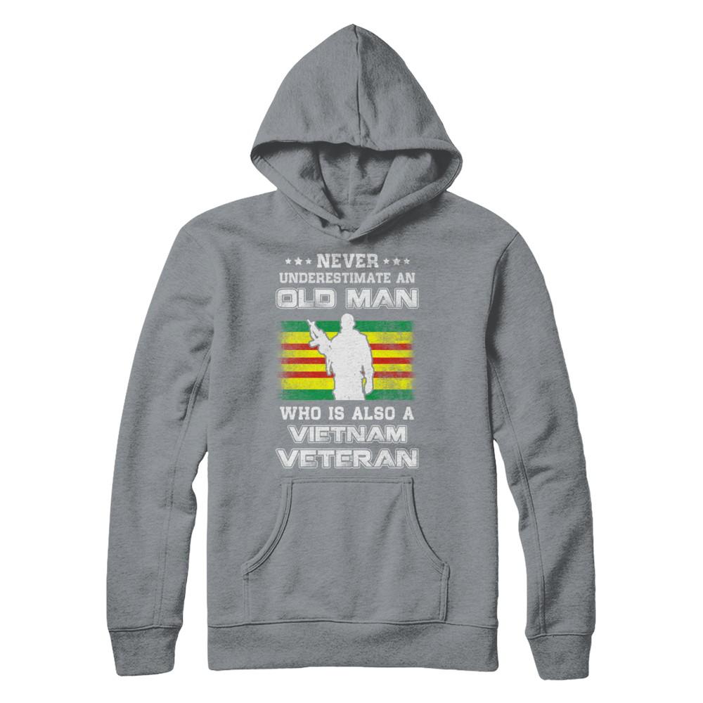 Never Underestimate An Old Man Vietnam Veteran-T-Shirt & Hoodie-Pullover Hoodie-Light Steel