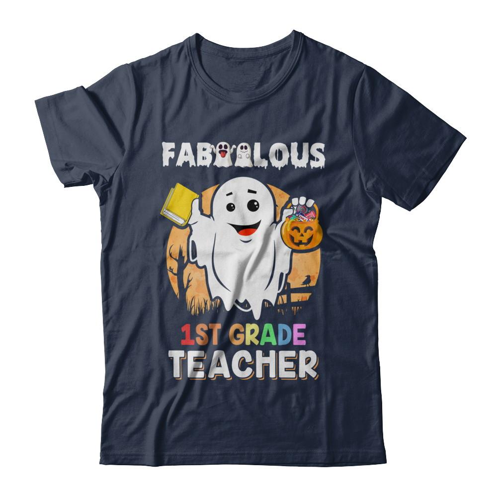 Faboolous Fabulous 1st Grade Teacher Halloween-T-Shirt & Hoodie-Classic T-Shirt-Navy