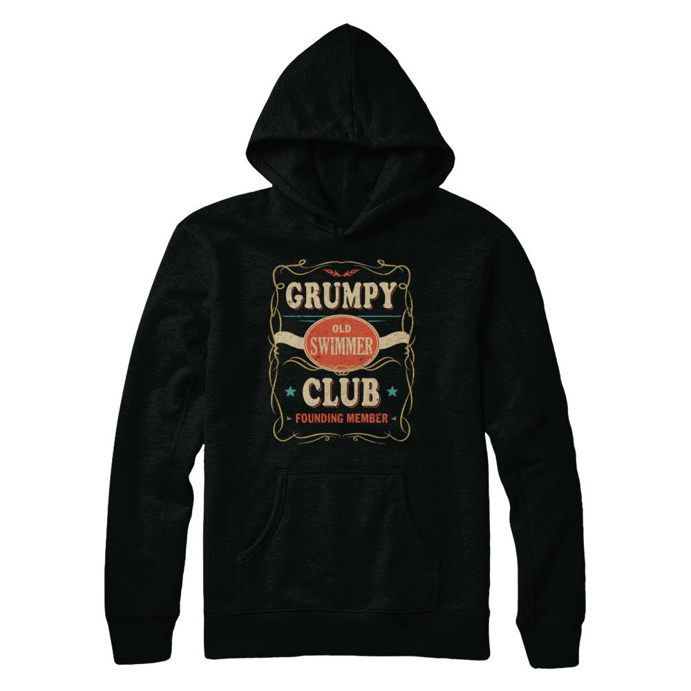 Papa Grumpy Old Swimmer Club Founding Member Swimming-T-Shirt & Hoodie-Pullover Hoodie-Black