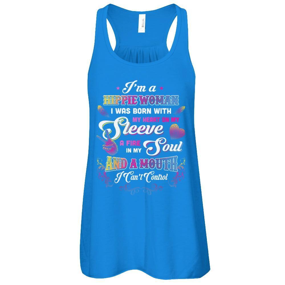 I'm A Hippie Woman I Was Born With My Heart-T-Shirt & Tank Top-Women's Flowy Racerback Tank-True Royal