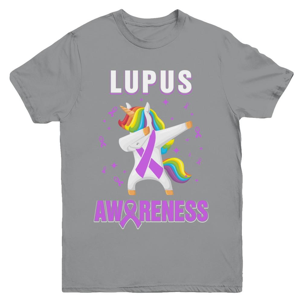 Inspirational Lupus Awareness Unicorn Support Youth-Youth Shirt-Youth T-Shirt-Sport Grey
