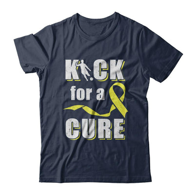 Kick For A Cure Soccer Yellow Childhood Cancer Awareness-T-Shirt & Hoodie-Classic T-Shirt-Navy