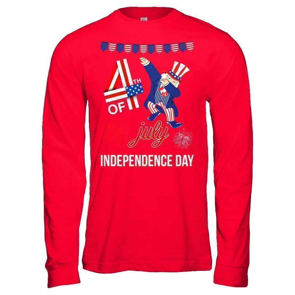 Funny Dabbing Uncle Independence Day 4Th Of July-T-Shirt & Hoodie-Long Sleeve T-Shirt-Red