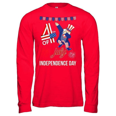 Funny Dabbing Uncle Independence Day 4Th Of July-T-Shirt & Hoodie-Long Sleeve T-Shirt-Red