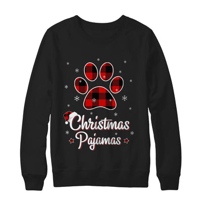 Buffalo Plaid Christmas Pajamas Dog Cat Hat Santa-T-Shirt & Sweatshirt-Crewneck Sweatshirt-Black
