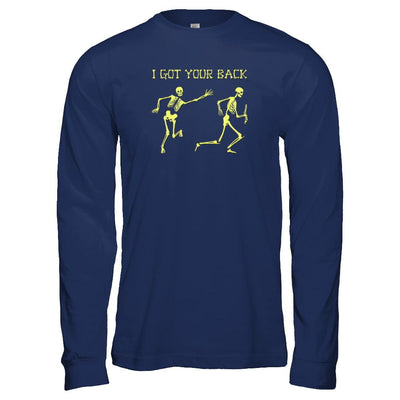 Funny Skeleton Halloween I Got Your Back-T-Shirt & Tank Top-Long Sleeve T-Shirt-Navy
