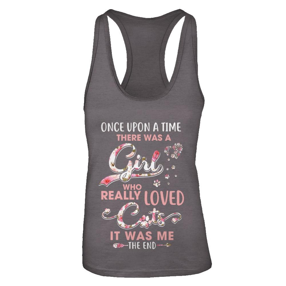 Once Upon A Time There Was A Girl Who Really Loved Cats-T-Shirt & Tank Top-Women's Ideal Racerback Tank-Dark Grey