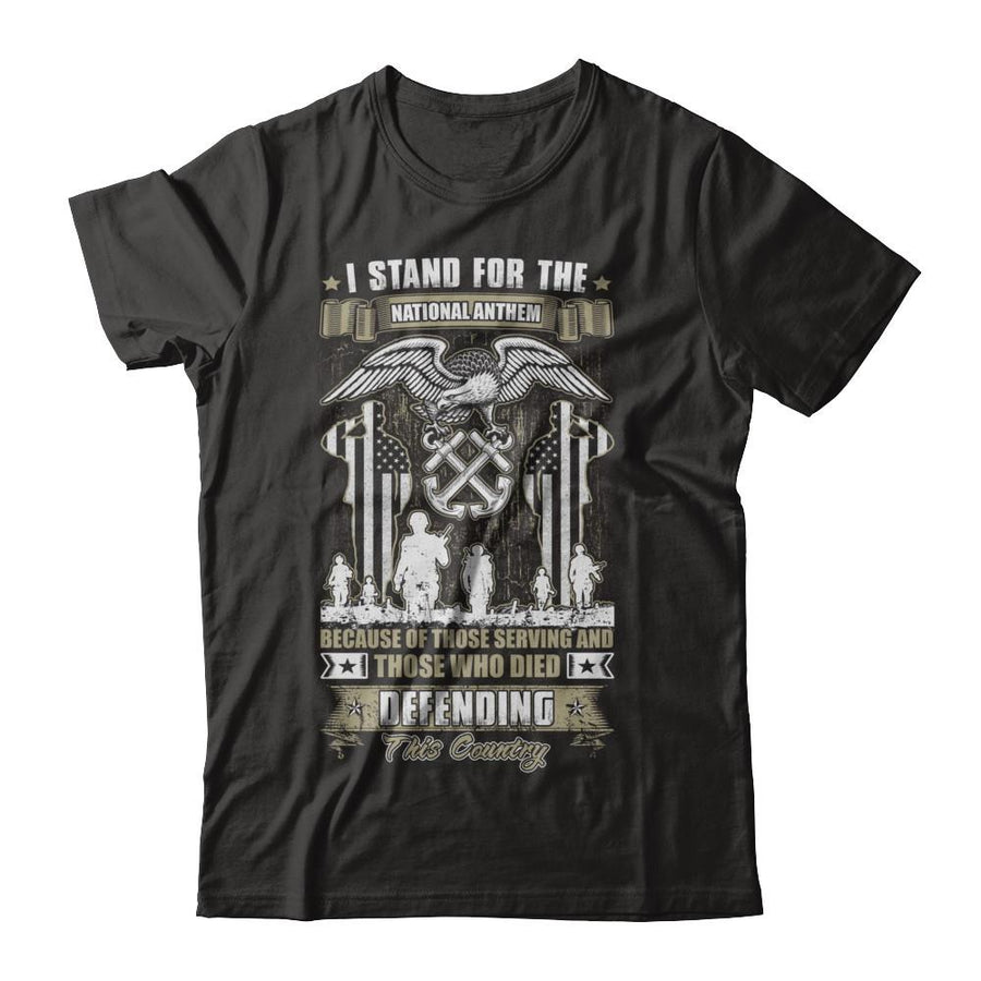 I Stand National Anthem Who Died defending this country-T-Shirt & Hoodie-Premium T-Shirt-Black